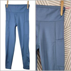 Aeropostale Leggings Small Blue Athletic Performance Large Side Pockets Womens
